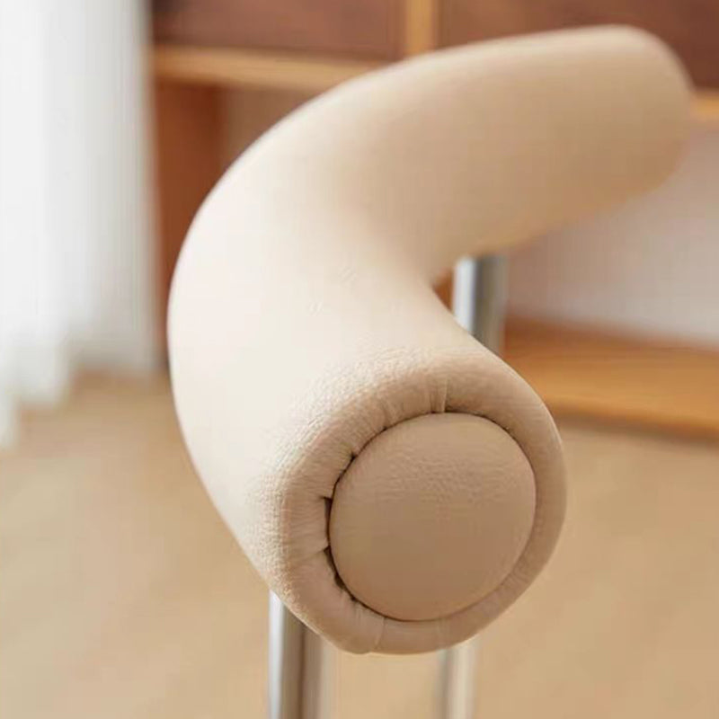 Mid-Century Curve Steel Leather Dining Chair — White Leg + White