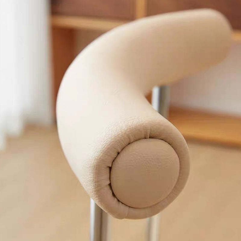Mid-Century Curve Steel Leather Dining Chair — White Leg + White
