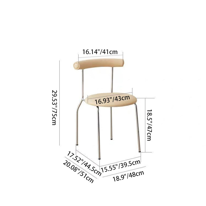 Mid-Century Curve Steel Leather Dining Chair — Silver Leg + Green