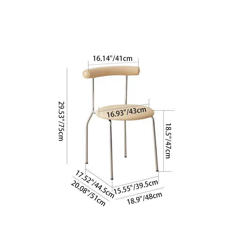 Mid-Century Curve Steel Leather Dining Chair — Silver Leg + Green