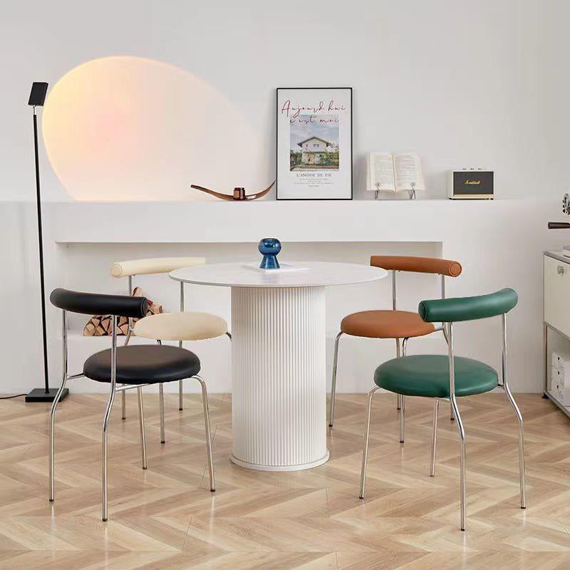Mid-Century Curve Steel Leather Dining Chair