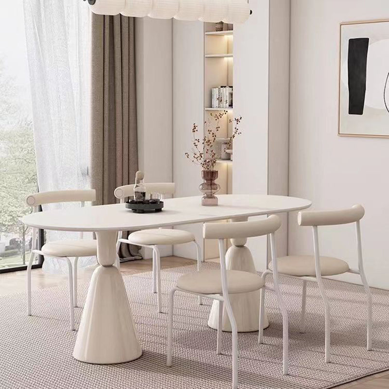 Mid-Century Curve Steel Leather Dining Chair — Silver Leg + Brown