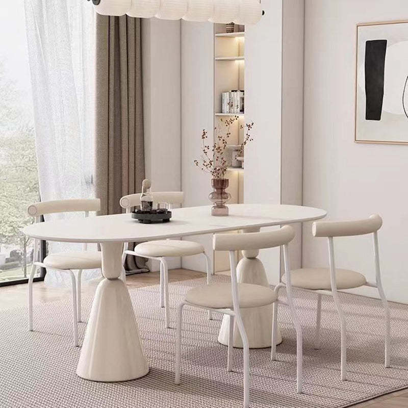 Mid-Century Curve Steel Leather Dining Chair — Silver Leg + Brown