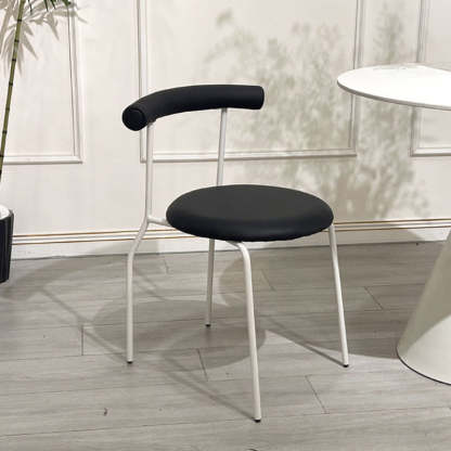 Mid-Century Curve Steel Leather Dining Chair