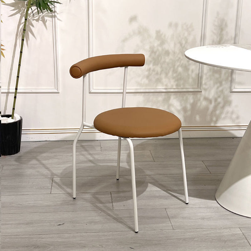 Mid-Century Curve Steel Leather Dining Chair