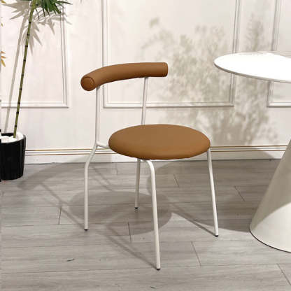 Mid-Century Curve Steel Leather Dining Chair