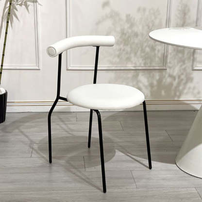 Mid-Century Curve Steel Leather Dining Chair
