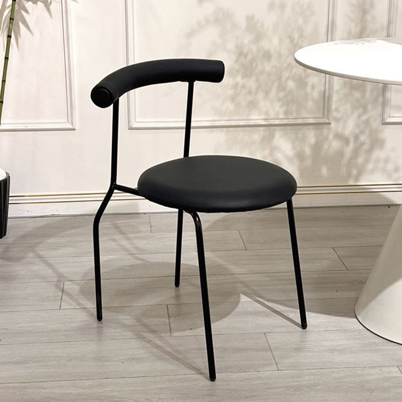 Mid-Century Curve Steel Leather Dining Chair