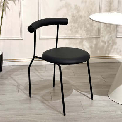 Mid-Century Curve Steel Leather Dining Chair