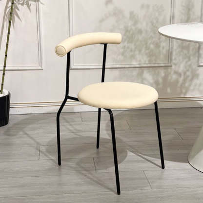 Mid-Century Curve Steel Leather Dining Chair