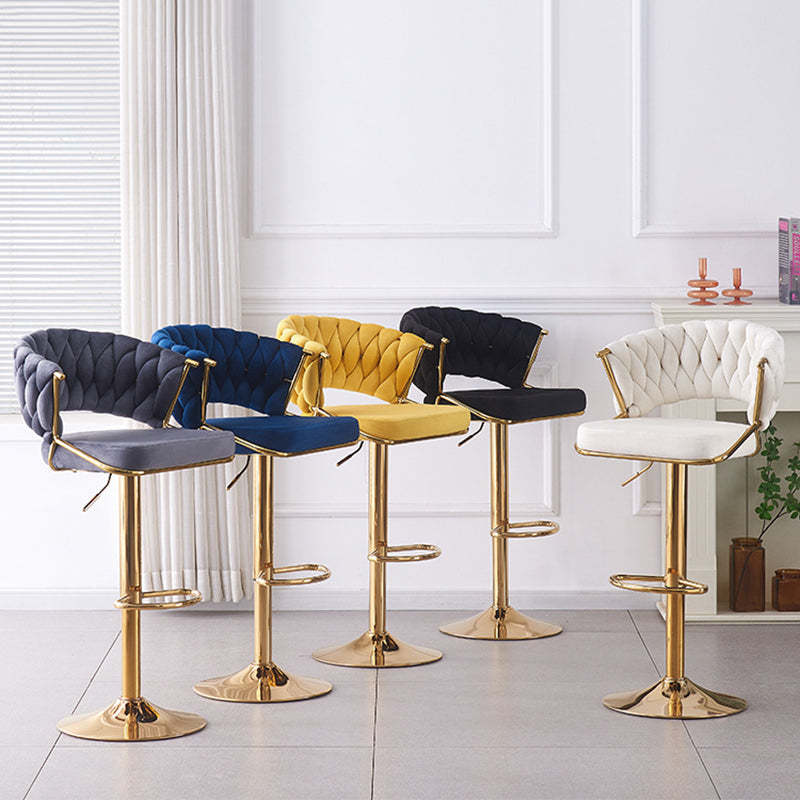 Scandinavian Swivel Liftable Velvet Bar Stool — Gray