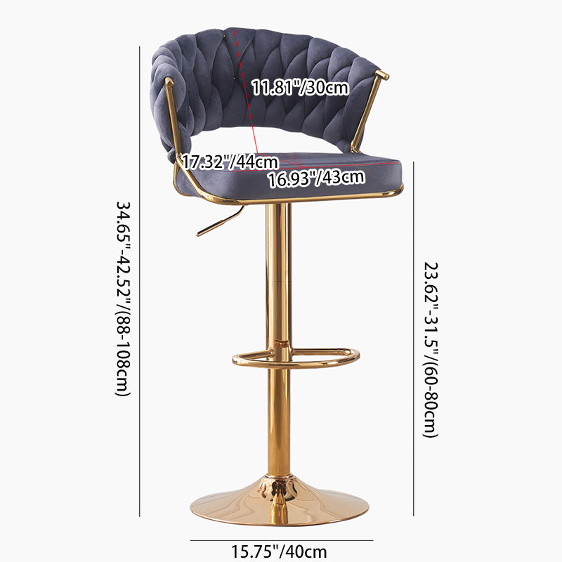 Scandinavian Swivel Liftable Velvet Bar Stool — Black