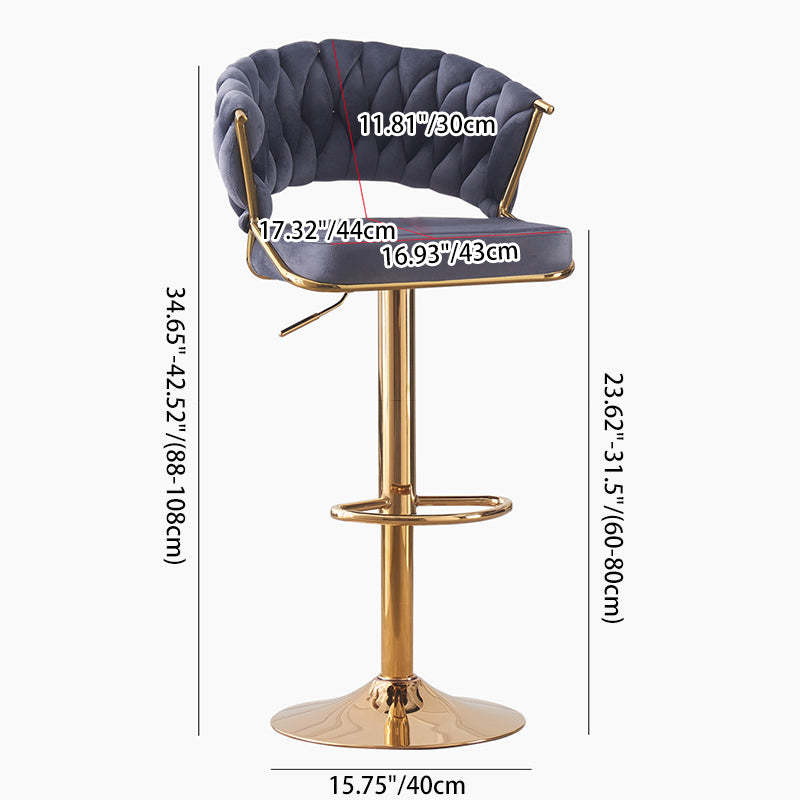 Scandinavian Swivel Liftable Velvet Bar Stool — Black