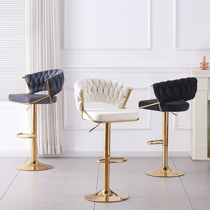 Scandinavian Swivel Liftable Velvet Bar Stool