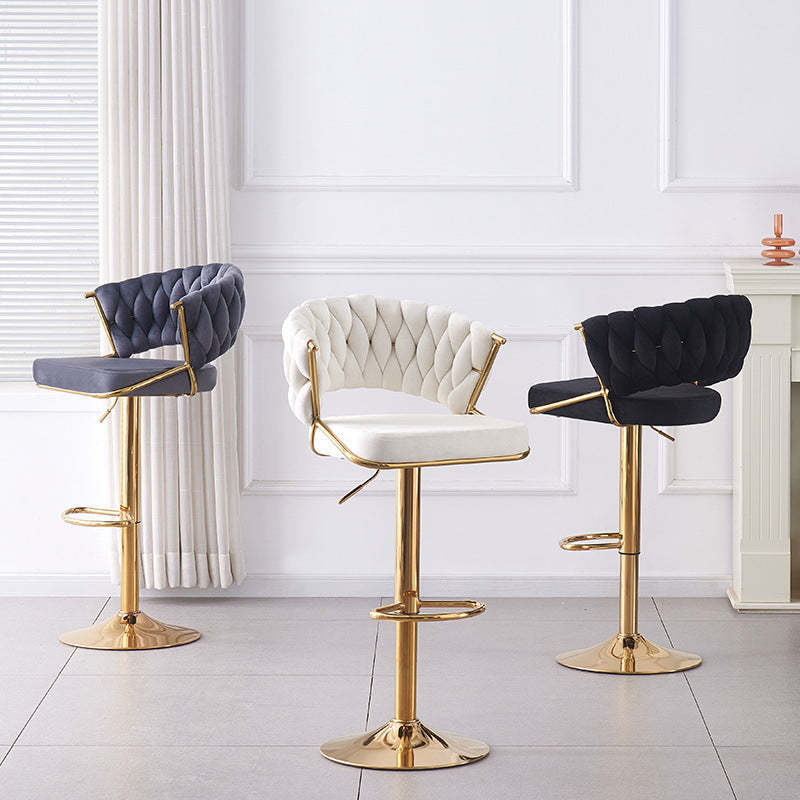 Scandinavian Swivel Liftable Velvet Bar Stool
