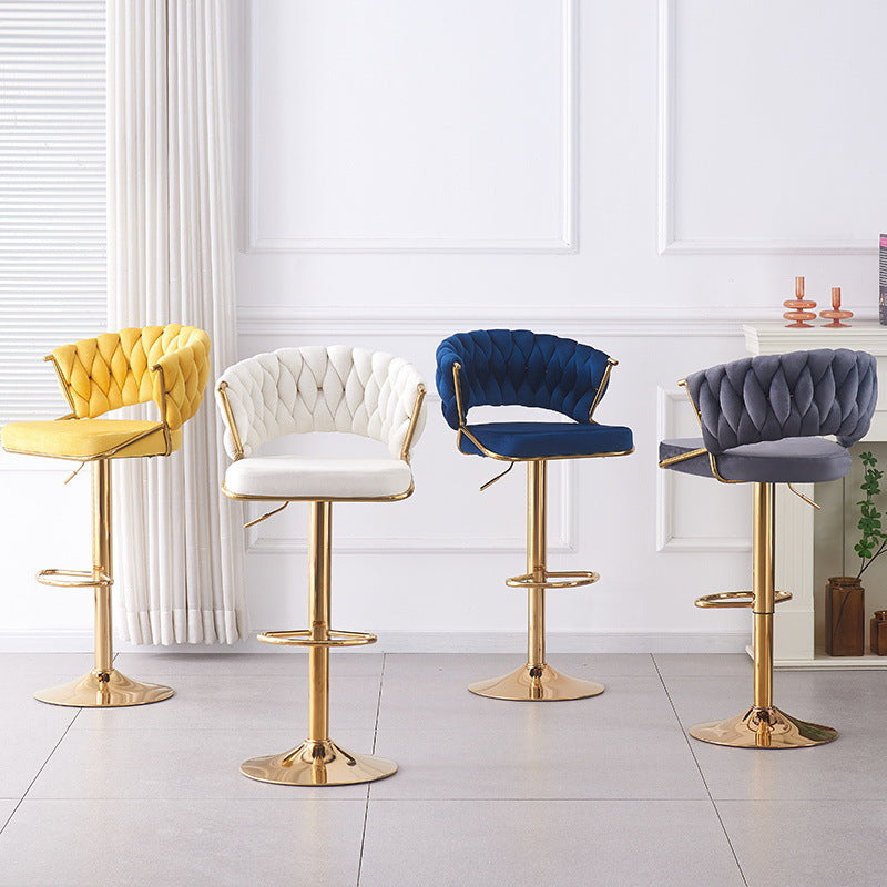 Scandinavian Swivel Liftable Velvet Bar Stool