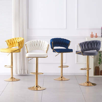 Scandinavian Swivel Liftable Velvet Bar Stool