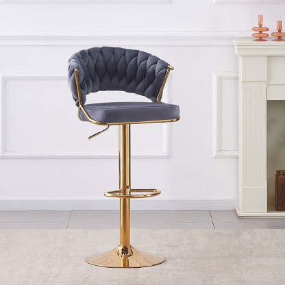 Scandinavian Swivel Liftable Velvet Bar Stool