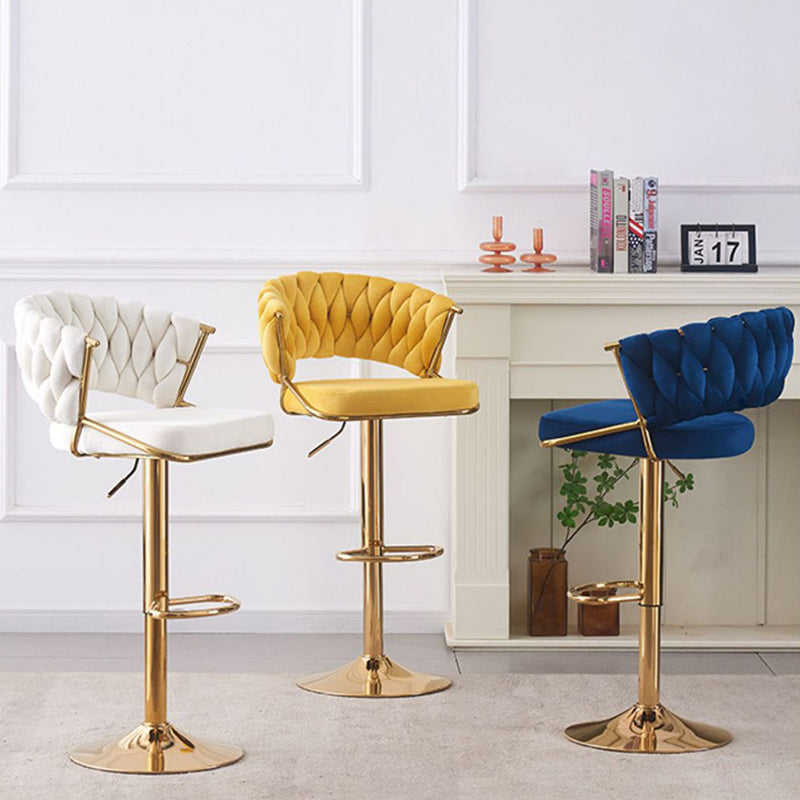 Scandinavian Swivel Liftable Velvet Bar Stool — White