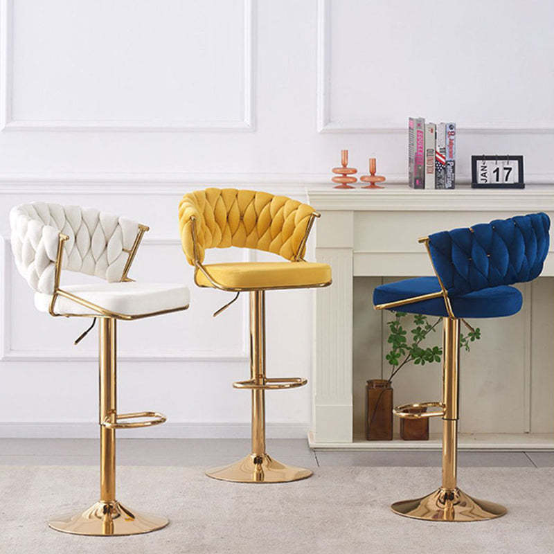 Scandinavian Swivel Liftable Velvet Bar Stool — White