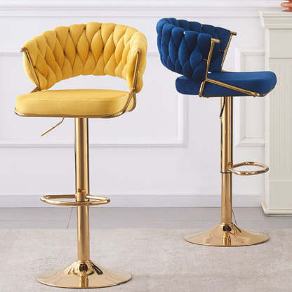 Scandinavian Swivel Liftable Velvet Bar Stool — Blue