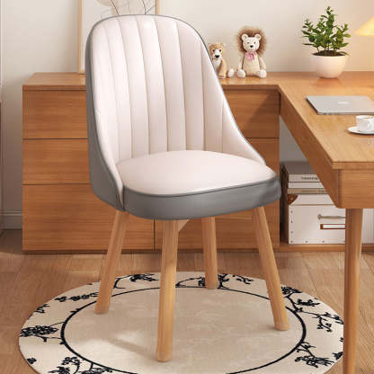 Minimalist Curve Wood Leather Desk Chair