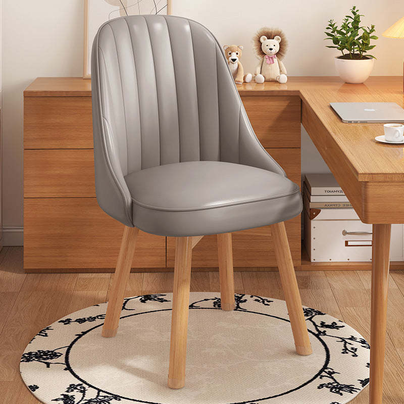 Minimalist Curve Wood Leather Desk Chair