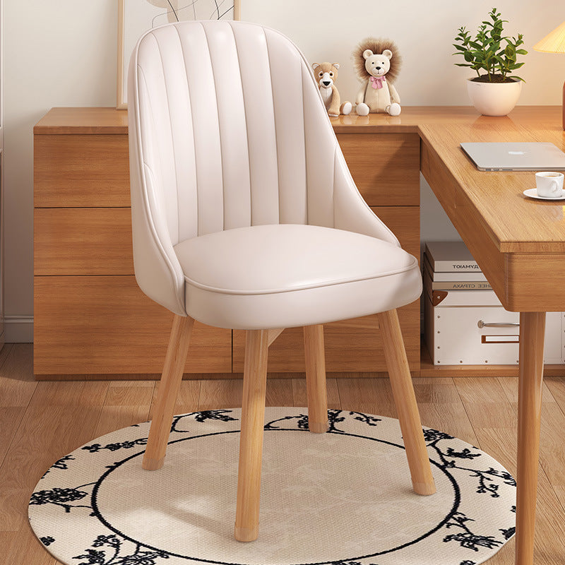 Minimalist Curve Wood Leather Desk Chair