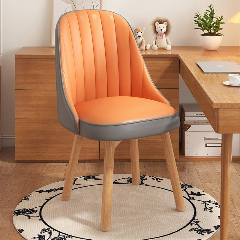 Minimalist Curve Wood Leather Desk Chair