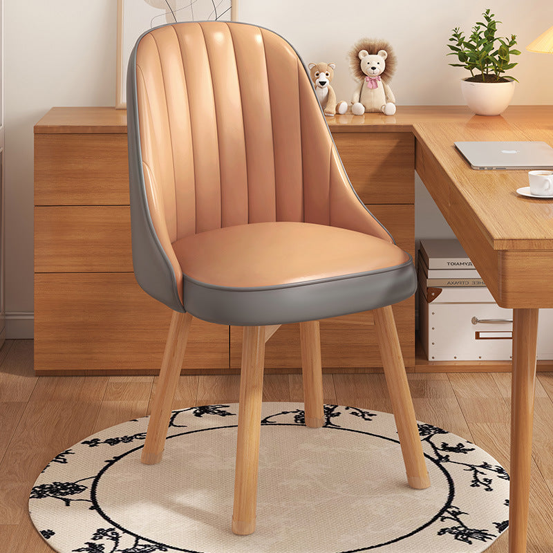 Minimalist Curve Wood Leather Desk Chair
