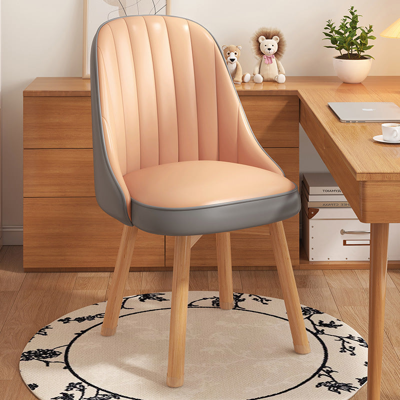 Minimalist Curve Wood Leather Desk Chair