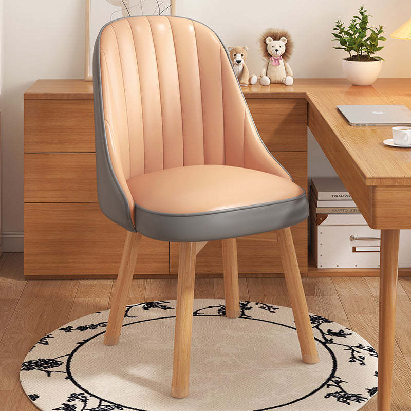 Minimalist Curve Wood Leather Desk Chair