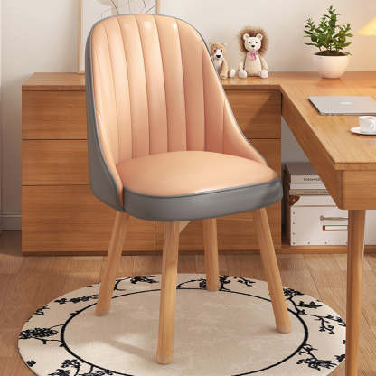 Minimalist Curve Wood Leather Desk Chair