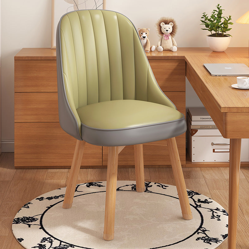 Minimalist Curve Wood Leather Desk Chair