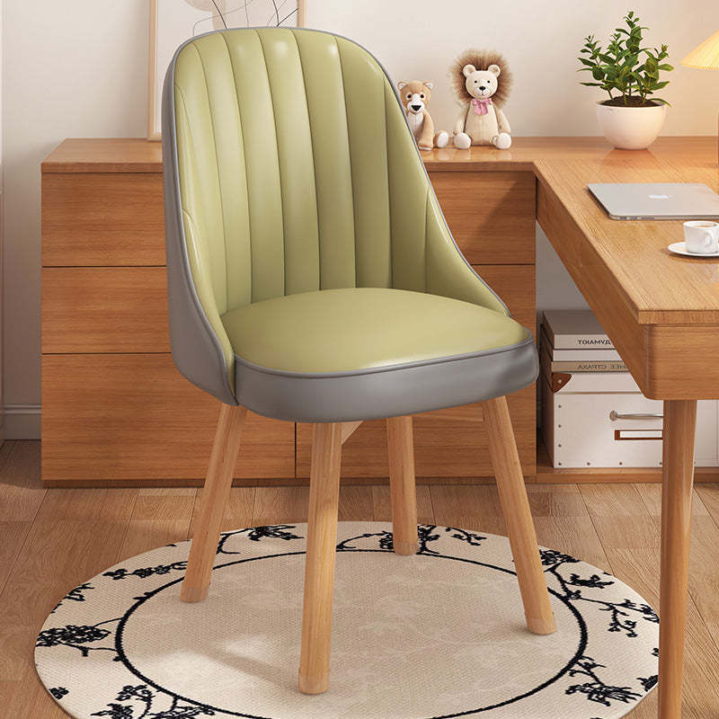 Minimalist Curve Wood Leather Desk Chair