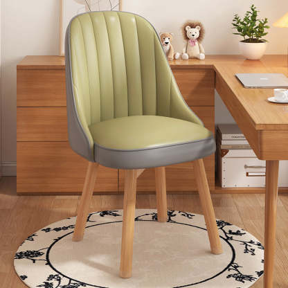 Minimalist Curve Wood Leather Desk Chair