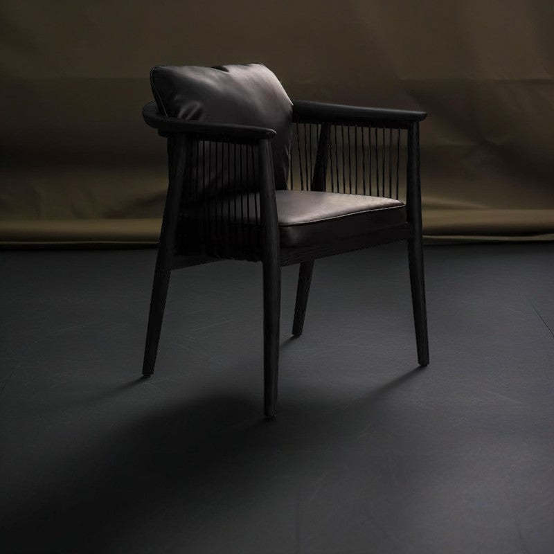Traditional cowhide ash dining chairs & benches in wood — Genuine Leather / Black