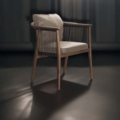 Vintage Ash Wood Microfiber Cowhide Dining Chair
