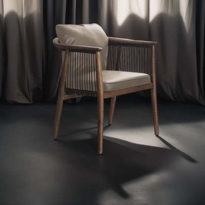Vintage Ash Wood Microfiber Cowhide Dining Chair