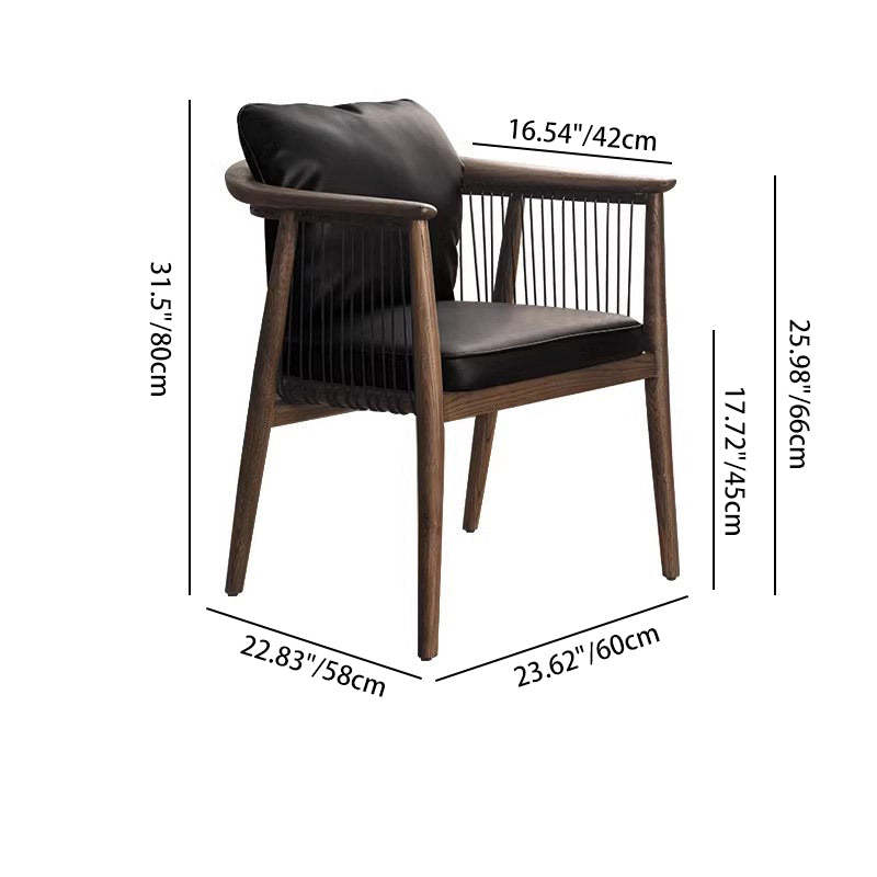 Vintage Ash Wood Microfiber Cowhide Dining Chair — Cowhide / Black