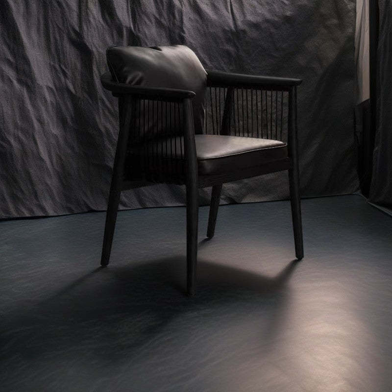Vintage Ash Wood Microfiber Cowhide Dining Chair