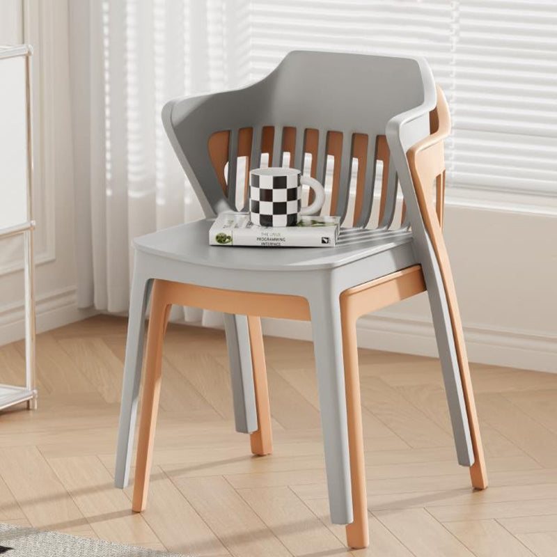Scandinavian Stackable Colorful Plastic Dining Chair — A / Burgundy
