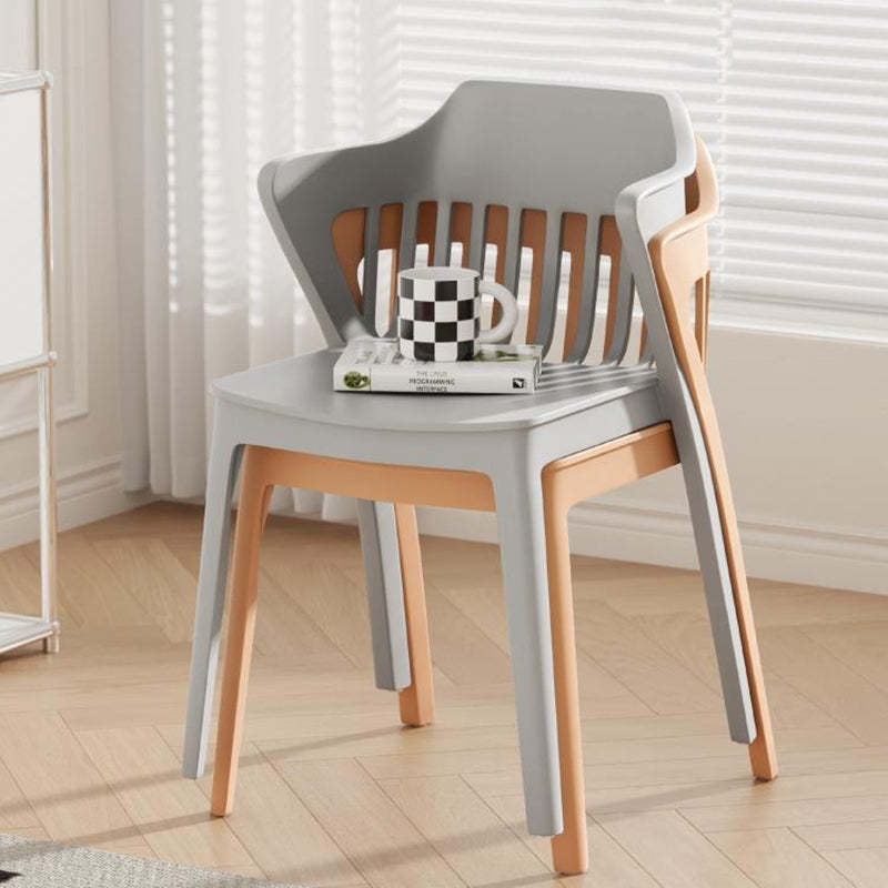 Scandinavian Stackable Colorful Plastic Dining Chair — A / Burgundy