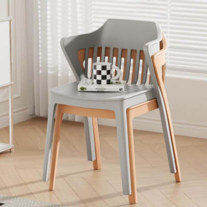 Scandinavian Stackable Colorful Plastic Dining Chair — A / Burgundy