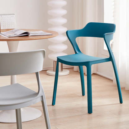 Scandinavian Stackable Colorful Plastic Dining Chair — A / Khaki