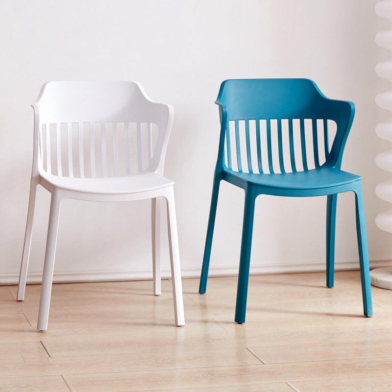 Scandinavian Stackable Colorful Plastic Dining Chair — B / Burgundy