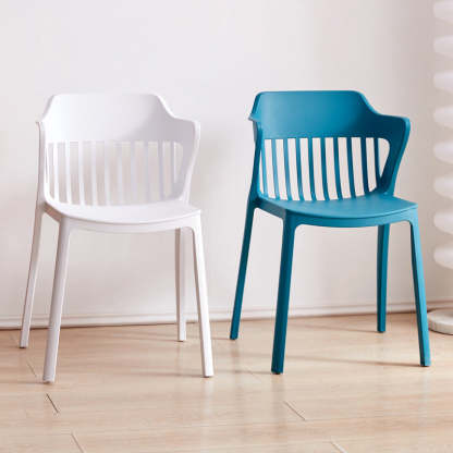Scandinavian Stackable Colorful Plastic Dining Chair — B / Burgundy