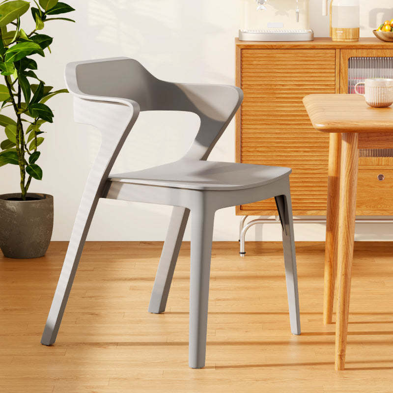 Scandinavian Stackable Colorful Plastic Dining Chair — B / White
