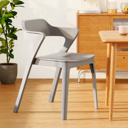 Scandinavian Stackable Colorful Plastic Dining Chair — B / White