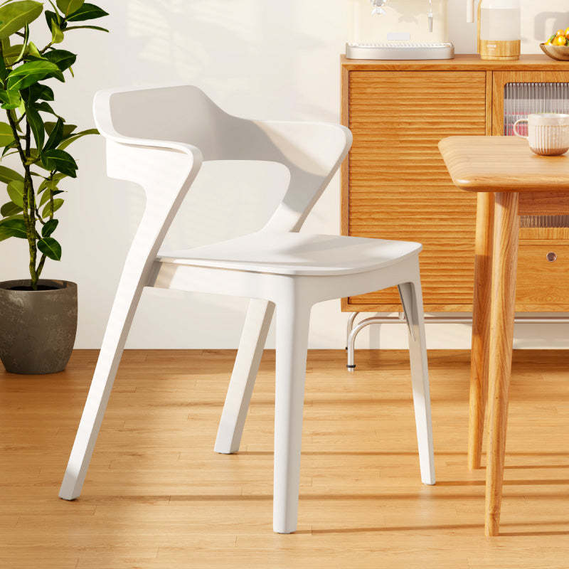Scandinavian Stackable Colorful Plastic Dining Chair — A / White